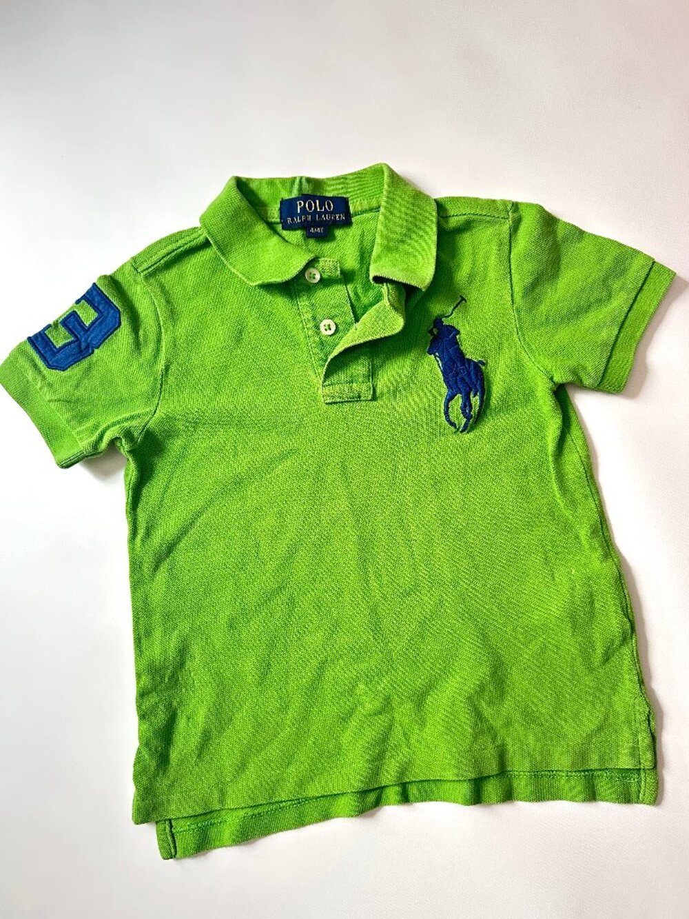 4T Polo Ralph Lauren Big Pony Polo Shirt Lime Green Navy